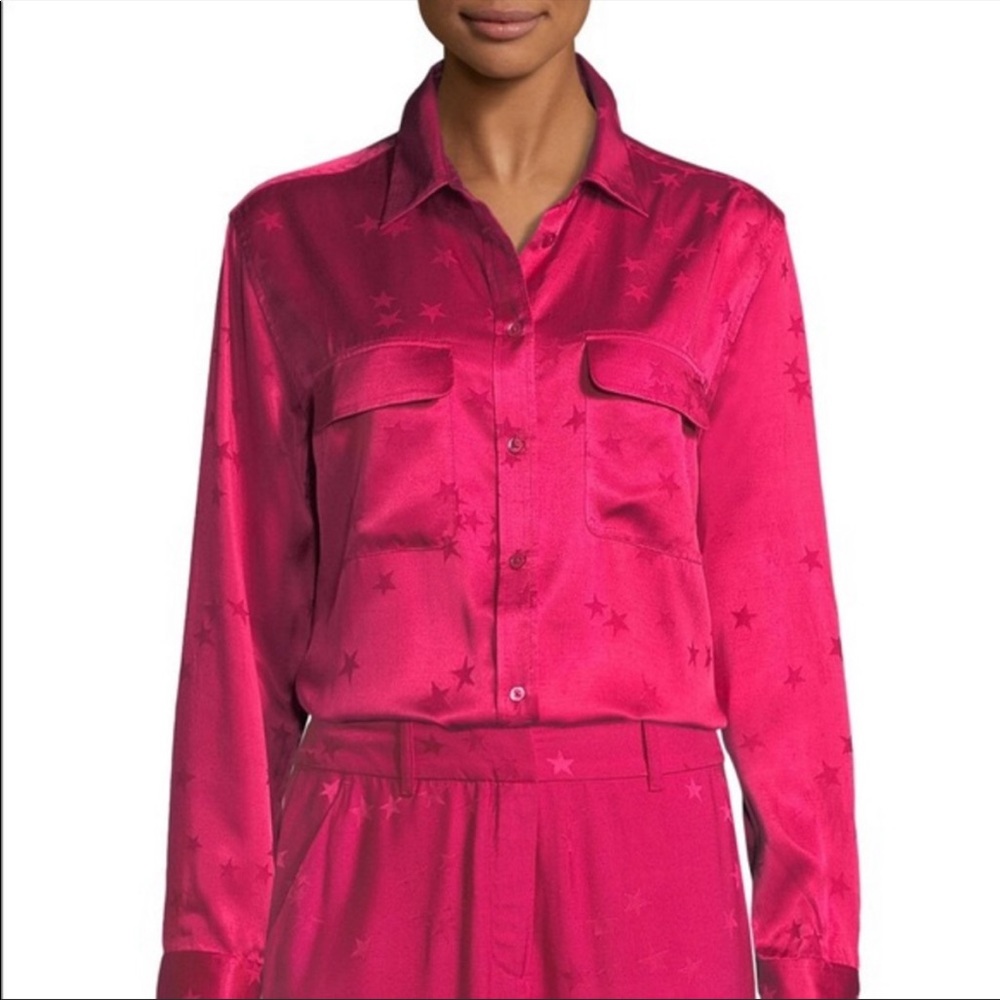 Hot pink Equipment button down with stars